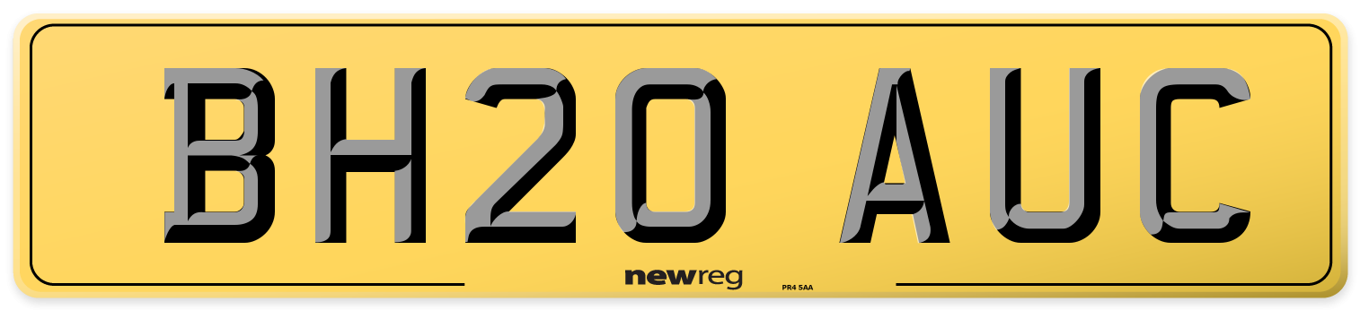 BH20 AUC Rear Number Plate