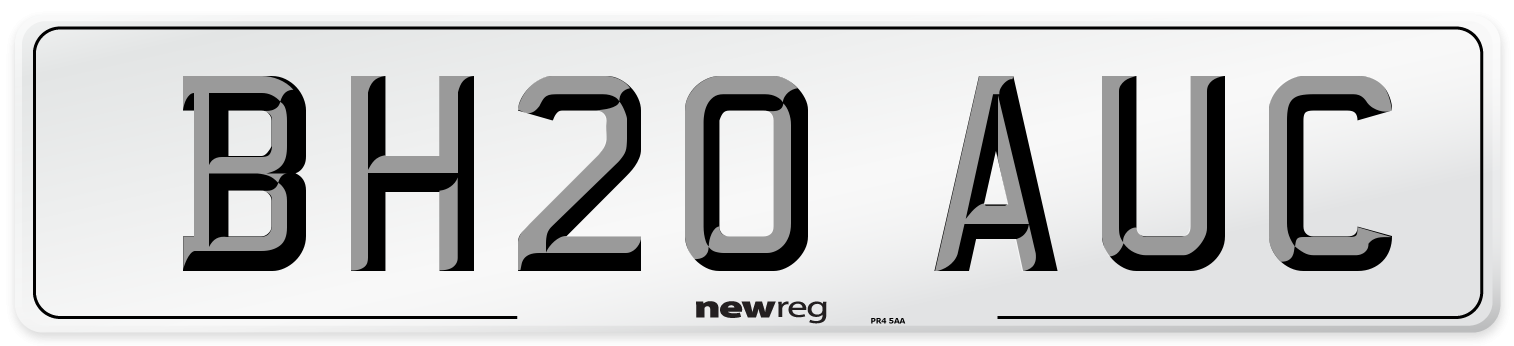BH20 AUC Front Number Plate