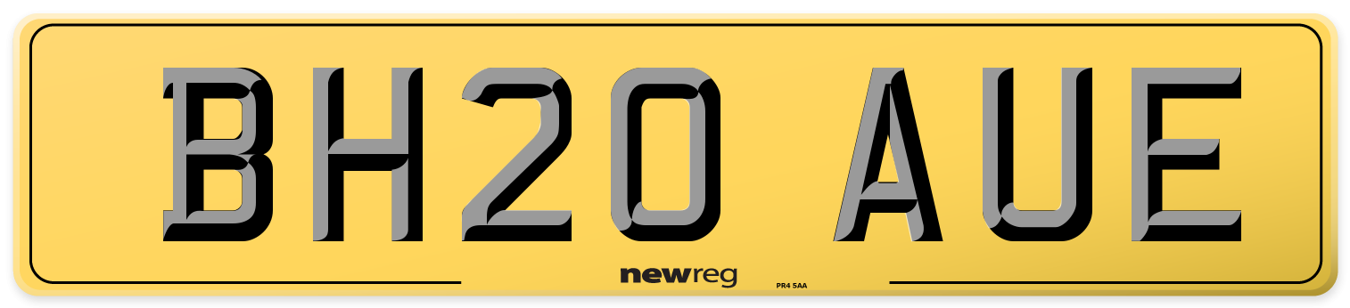 BH20 AUE Rear Number Plate