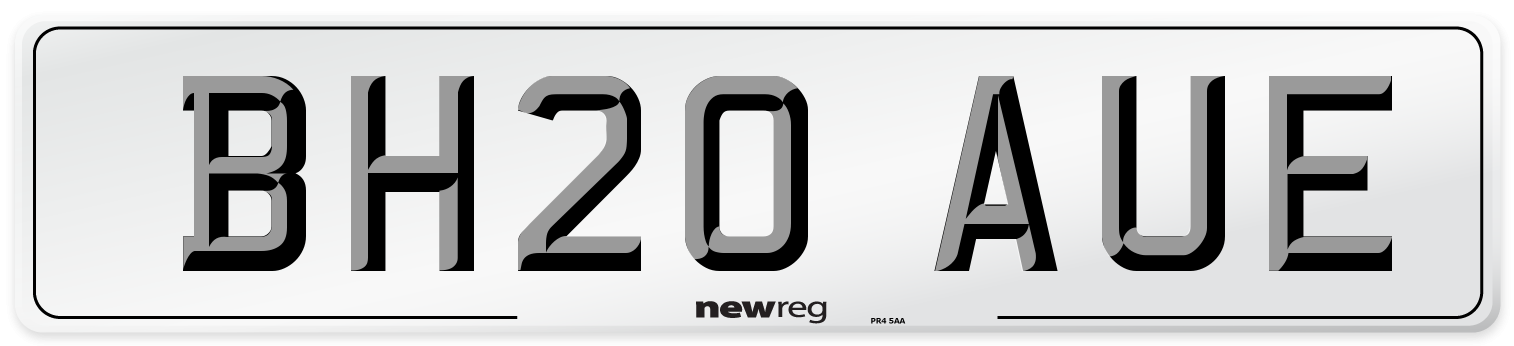 BH20 AUE Front Number Plate