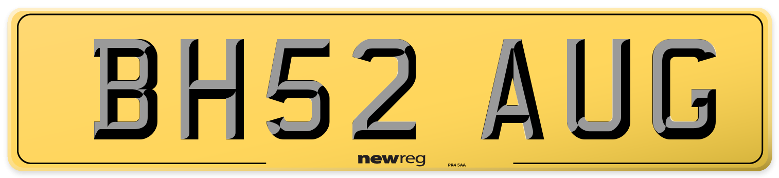BH52 AUG Rear Number Plate