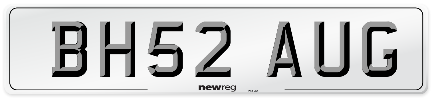 BH52 AUG Front Number Plate