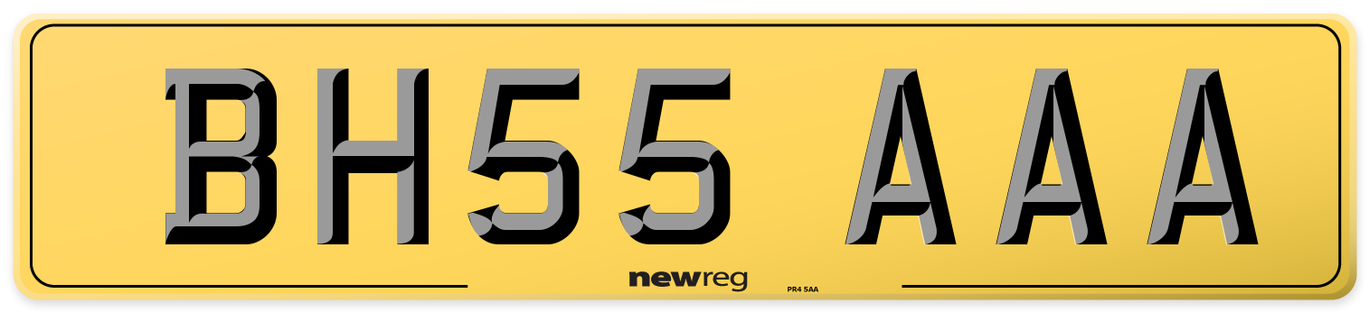 BH55 AAA Rear Number Plate