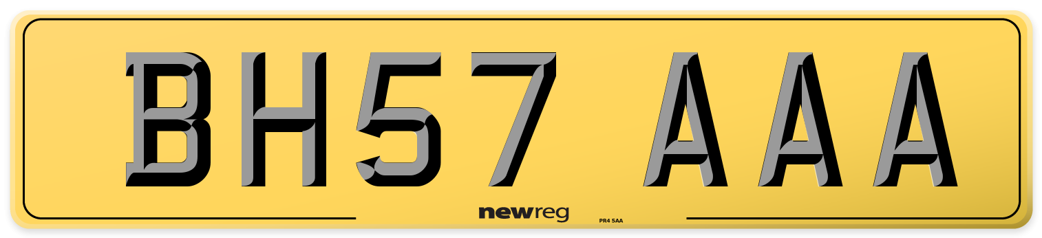 BH57 AAA Rear Number Plate