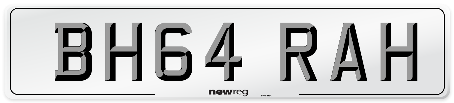 BH64 RAH Front Number Plate