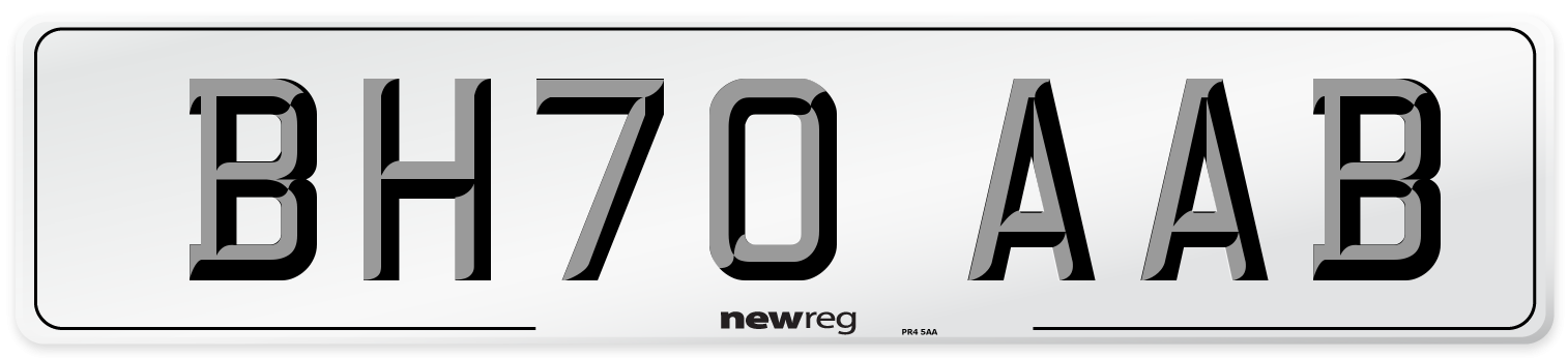 BH70 AAB Front Number Plate