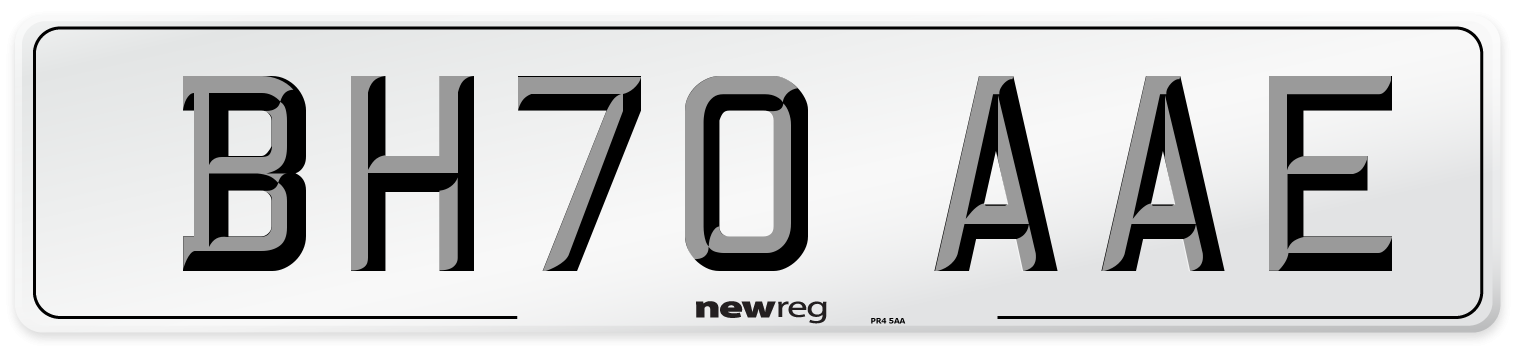 BH70 AAE Front Number Plate