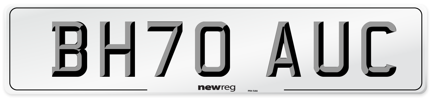 BH70 AUC Front Number Plate