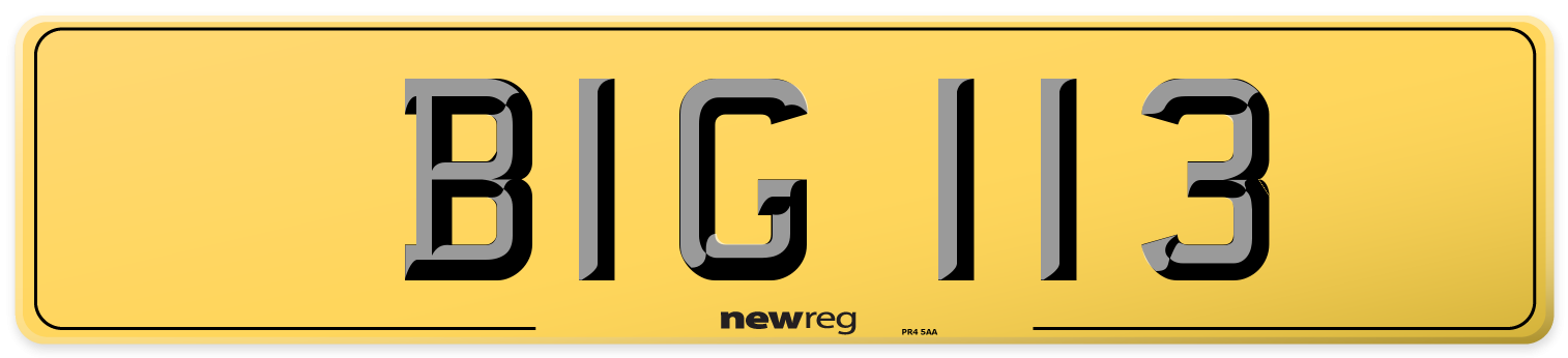 BIG 113 Rear Number Plate