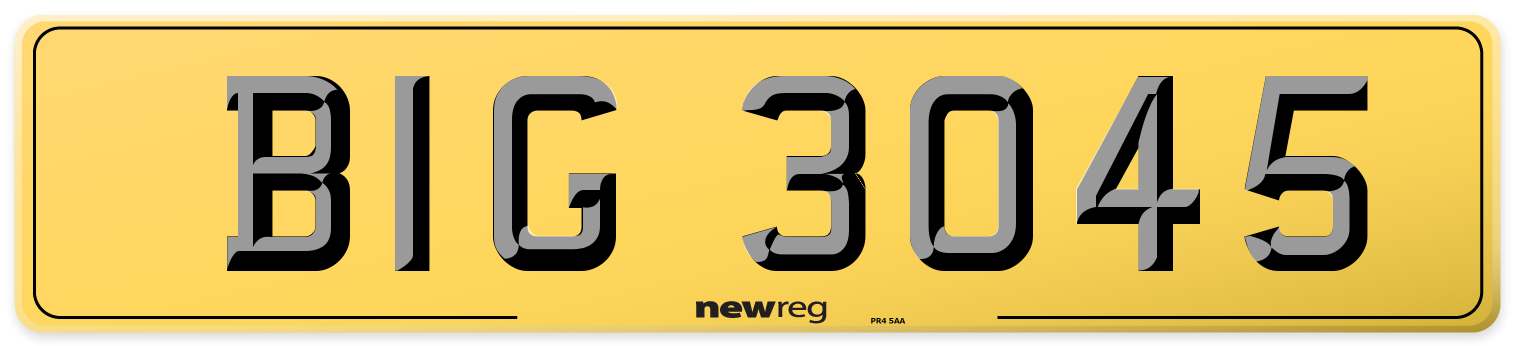 BIG 3045 Rear Number Plate