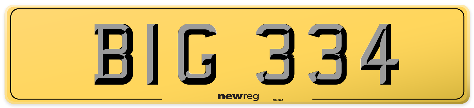 BIG 334 Rear Number Plate