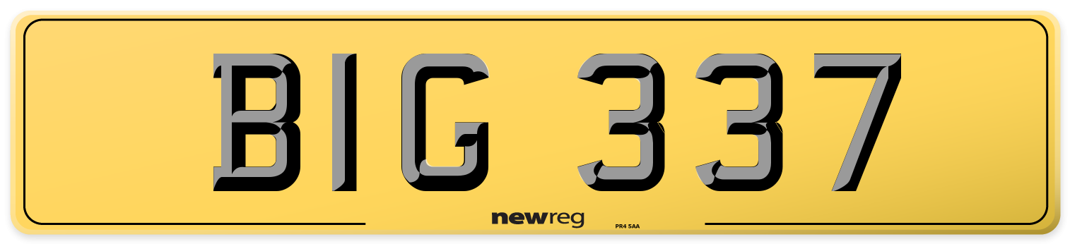 BIG 337 Rear Number Plate