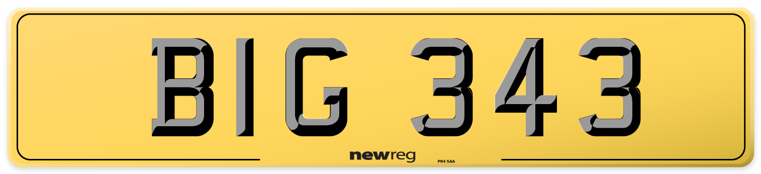 BIG 343 Rear Number Plate