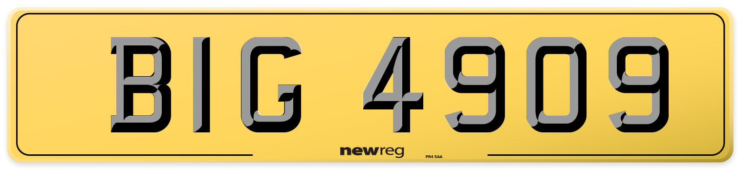 BIG 4909 Rear Number Plate