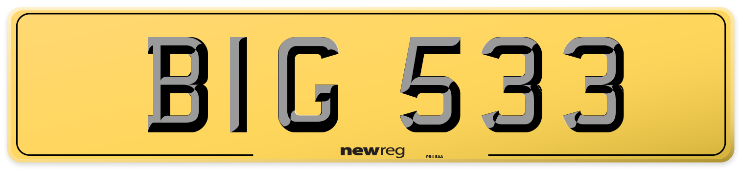 BIG 533 Rear Number Plate