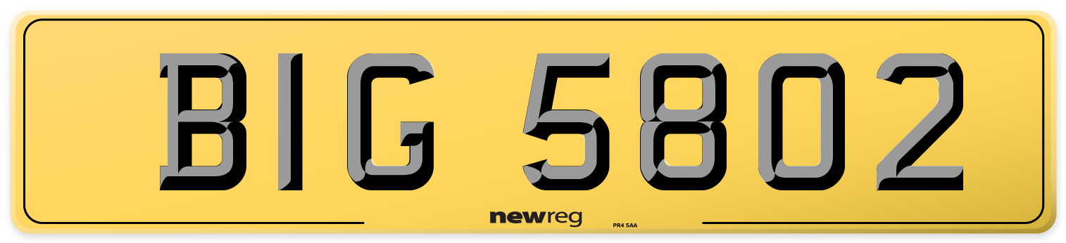 BIG 5802 Rear Number Plate