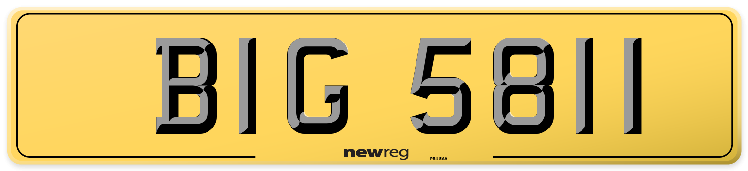 BIG 5811 Rear Number Plate
