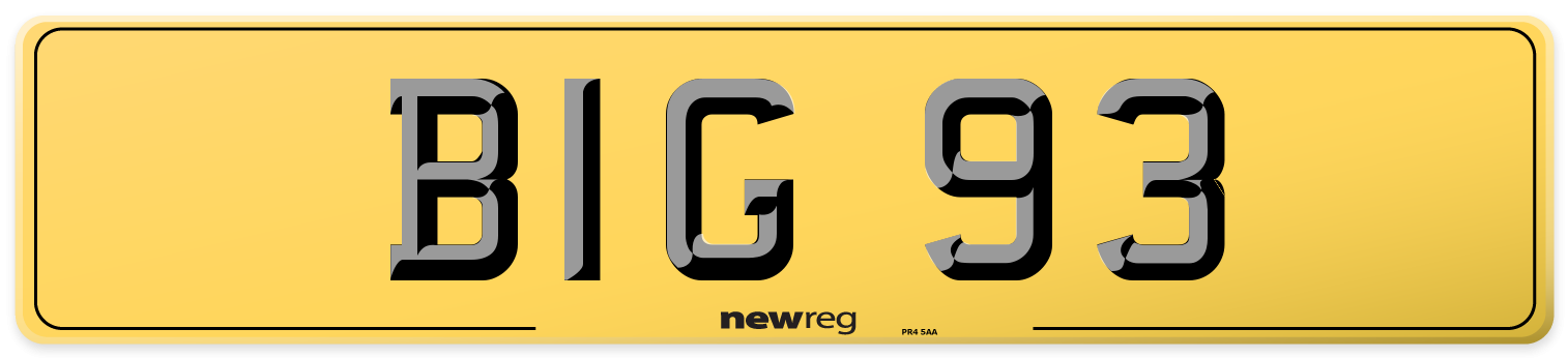 BIG 93 Rear Number Plate