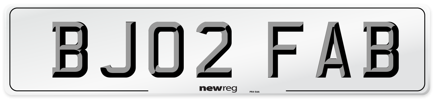 BJ02 FAB Front Number Plate