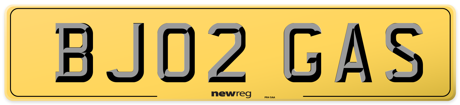 BJ02 GAS Rear Number Plate