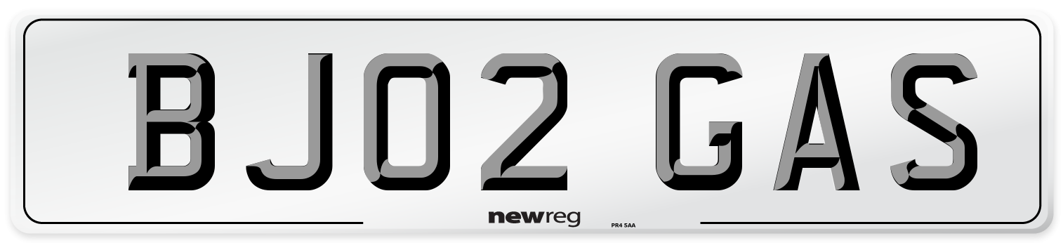 BJ02 GAS Front Number Plate