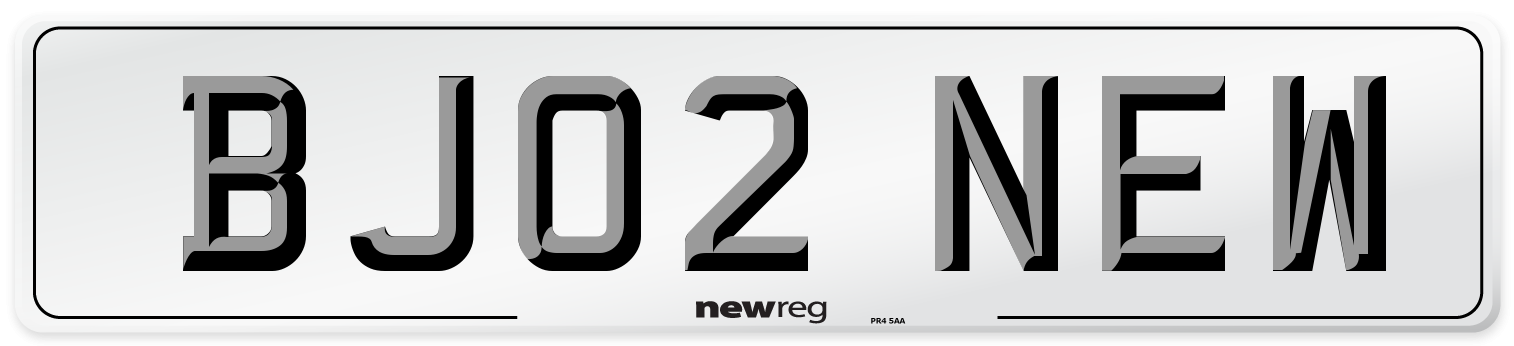 BJ02 NEW Front Number Plate