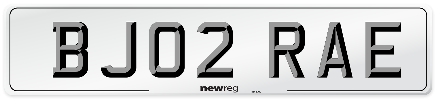 BJ02 RAE Front Number Plate