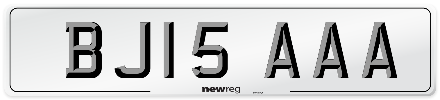 BJ15 AAA Front Number Plate