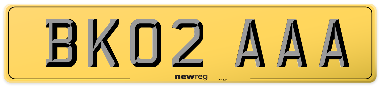 BK02 AAA Rear Number Plate
