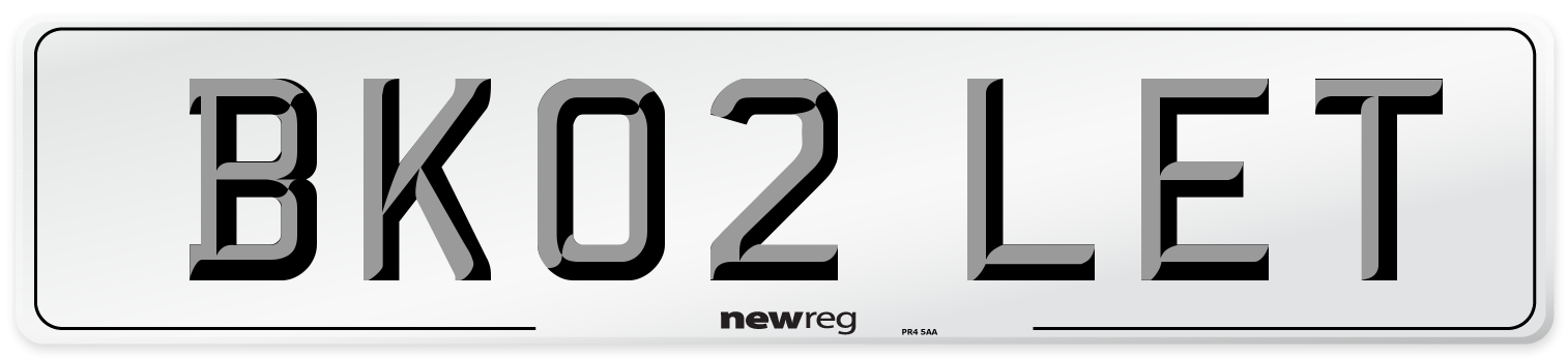 BK02 LET Front Number Plate