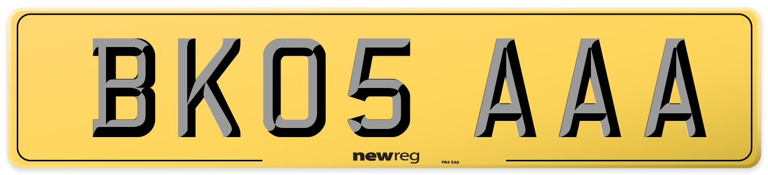 BK05 AAA Rear Number Plate