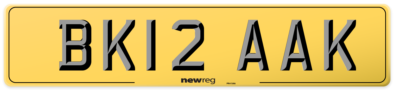 BK12 AAK Rear Number Plate
