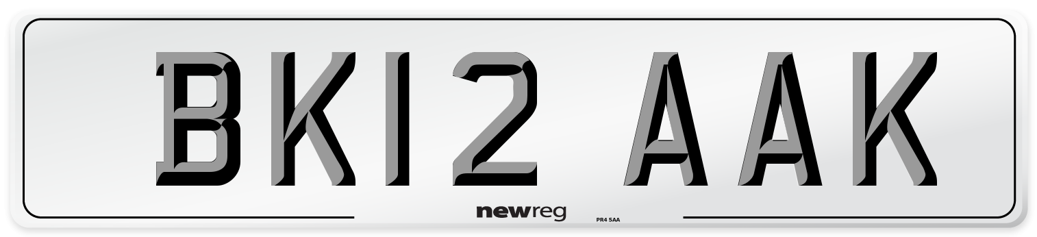 BK12 AAK Front Number Plate