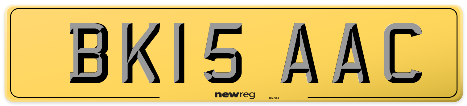 BK15 AAC Rear Number Plate