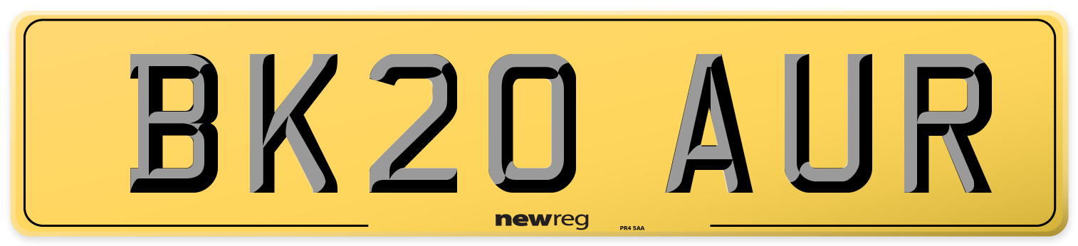 BK20 AUR Rear Number Plate