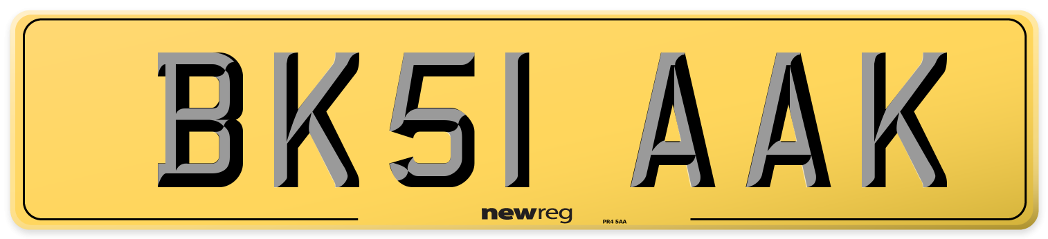 BK51 AAK Rear Number Plate
