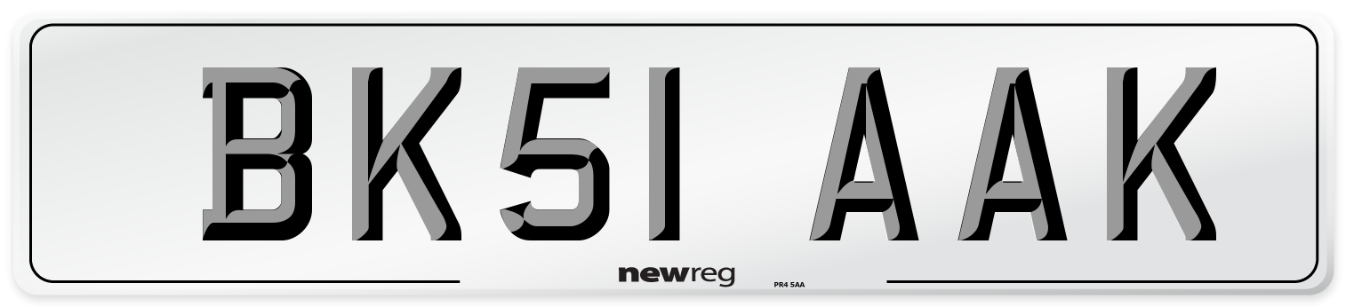 BK51 AAK Front Number Plate