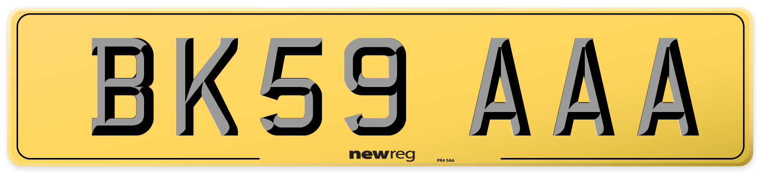 BK59 AAA Rear Number Plate