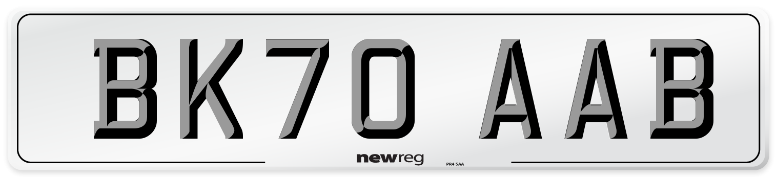 BK70 AAB Front Number Plate