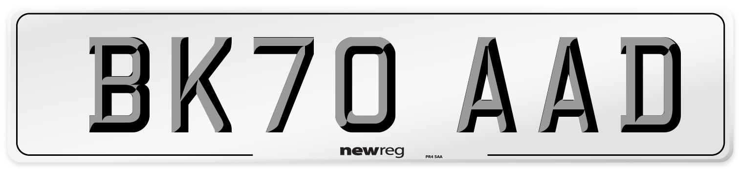 BK70 AAD Front Number Plate