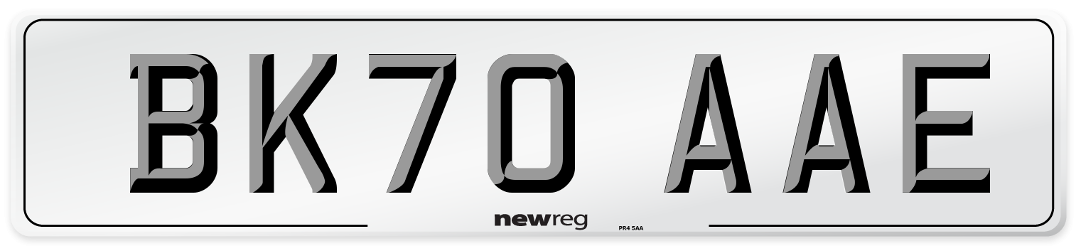 BK70 AAE Front Number Plate