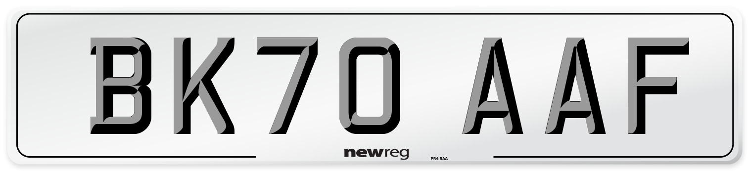BK70 AAF Front Number Plate