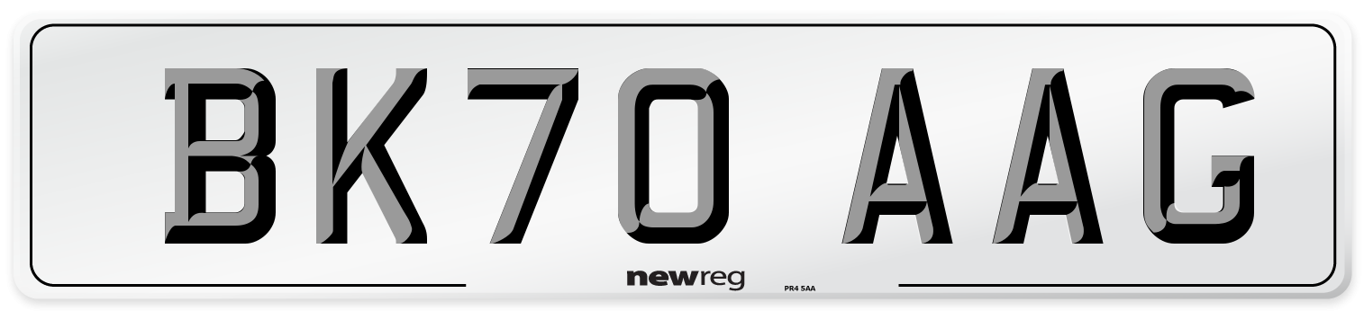 BK70 AAG Front Number Plate