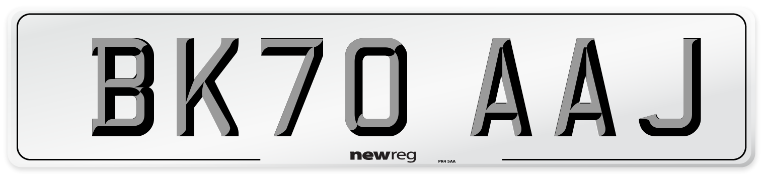 BK70 AAJ Front Number Plate