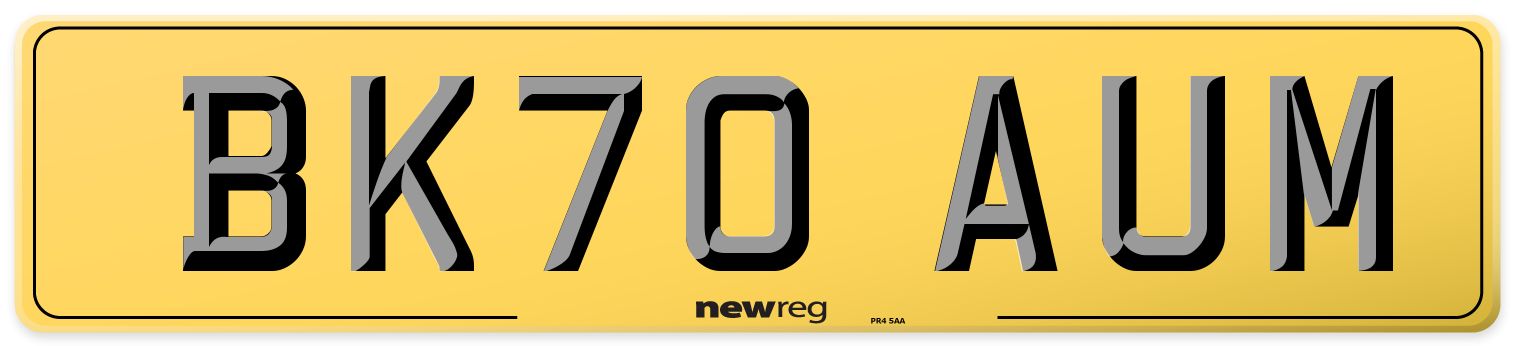BK70 AUM Rear Number Plate
