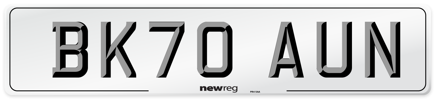 BK70 AUN Front Number Plate