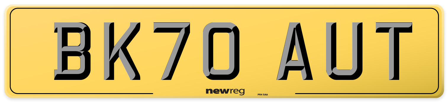 BK70 AUT Rear Number Plate