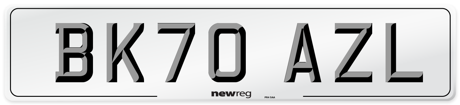 BK70 AZL Front Number Plate