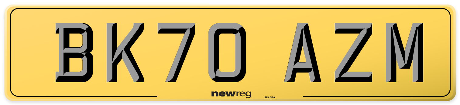 BK70 AZM Rear Number Plate