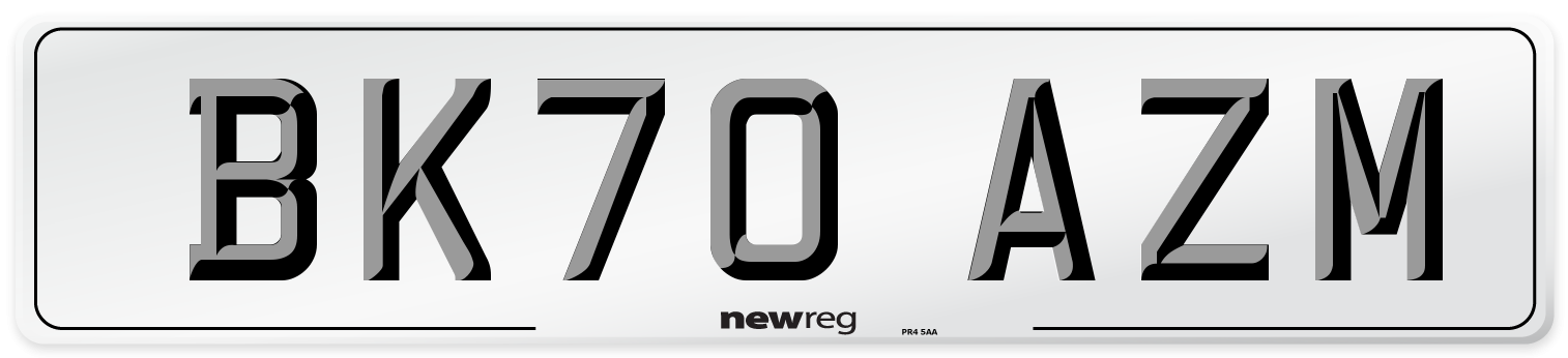 BK70 AZM Front Number Plate